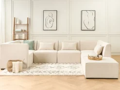 Beliani Kulmamoduuli Vakosametti Vaalea Beige Lemvig Clearance