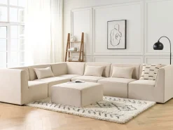 Beliani Kulmamoduuli Vakosametti Vaalea Beige Lemvig Clearance