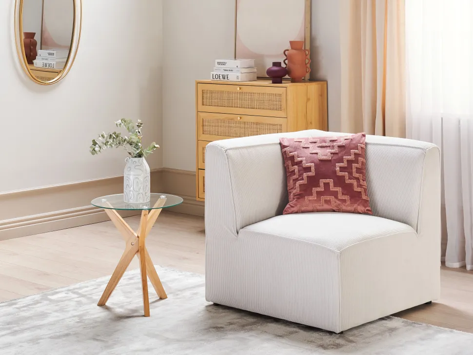 Beliani Kulmamoduuli Vakosametti Luonnonvalkoinen Lemvig Cheap