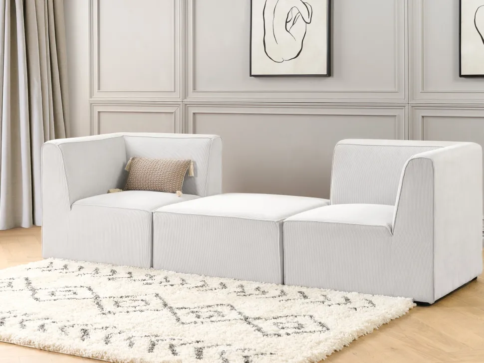 Beliani Kulmamoduuli Vakosametti Luonnonvalkoinen Lemvig Cheap