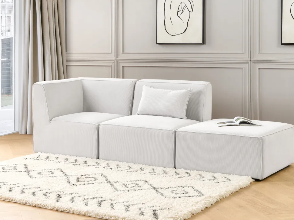 Beliani Kulmamoduuli Vakosametti Luonnonvalkoinen Lemvig Cheap