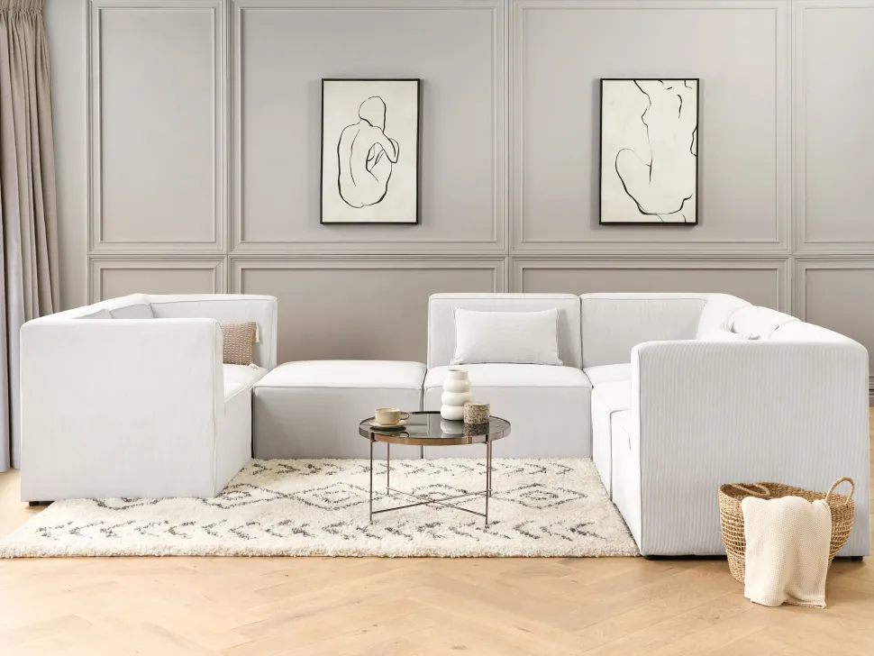 Beliani Kulmamoduuli Vakosametti Luonnonvalkoinen Lemvig Cheap