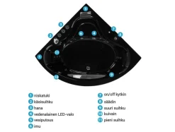 Beliani Kulmaporeamme Led-Valot Musta 205 X 146 Cm Tocoa Store