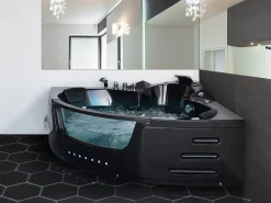 Beliani Kulmaporeamme Led-Valot Musta 214 X 155 Cm Martinica Cheap