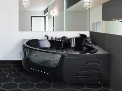 Beliani Kulmaporeamme Led-Valot Musta 214 X 155 Cm Martinica Cheap