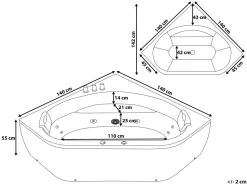 Beliani Kulmaporeamme Led-Valot Musta 200 X 140 Cm Meves Cheap