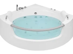 Beliani Kulmaporeamme Led-Valot Valkoinen 201 X 150 Cm Mangle Shop