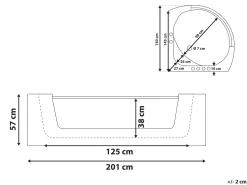 Beliani Kulmaporeamme Led-Valot Valkoinen 201 X 150 Cm Mangle Shop