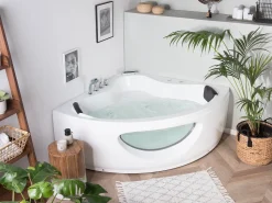 Beliani Kulmaporeamme Led-Valot Valkoinen 205 X 146 Cm Tocoa Flash Sale