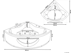 Beliani Kulmaporeamme Led-Valot Valkoinen 205 X 146 Cm Tocoa Flash Sale