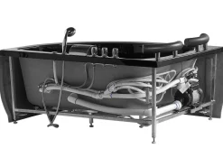 Beliani Kulmaporeamme Oikeak. Led-Valot Musta 160 X 113 Cm Paradiso Cheap