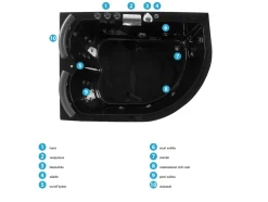 Beliani Kulmaporeamme Oikeak. Led-Valot Musta 160 X 113 Cm Paradiso Cheap