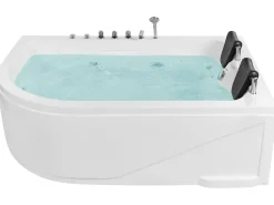 Beliani Kulmaporeamme Vasenk. Led-Valot Valkoinen 180 X 120 Cm Calama Store