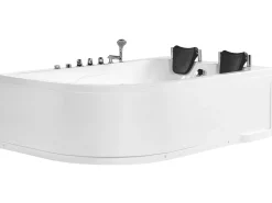 Beliani Kulmaporeamme Vasenk. Led-Valot Valkoinen 180 X 120 Cm Calama Store