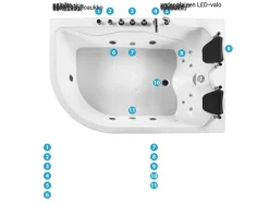 Beliani Kulmaporeamme Vasenk. Led-Valot Valkoinen 180 X 120 Cm Calama Store