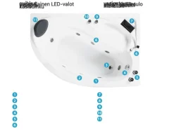 Beliani Kulmaporeamme Vasenk. Led-Valot Valkoinen 150 X 100 Cm Neiva Shop