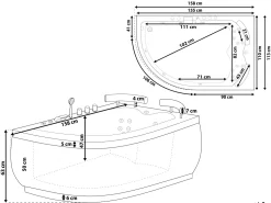 Beliani Kulmaporeamme Vasenk. Led-Valot Valkoinen 160 X 113 Cm Paradiso Cheap