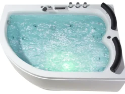 Beliani Kulmaporeamme Vasenk. Led-Valot Valkoinen 160 X 113 Cm Paradiso Cheap