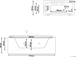 Beliani Kulmaporeamme Vasenk. Valkoinen 170 X 80 Cm Puquio New