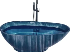 Beliani Kylpyamme Marmorikuvio Laivastonsininen 170 X 80 Cm Rioja Fashion