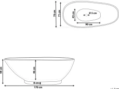 Beliani Kylpyamme Marmorikuvio Laivastonsininen 170 X 80 Cm Rioja Fashion