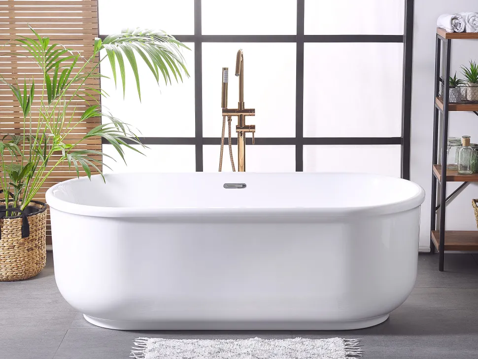 Beliani Kylpyamme Vapaasti Seisova Valkoinen 170 X 80 Cm Pinel Hot