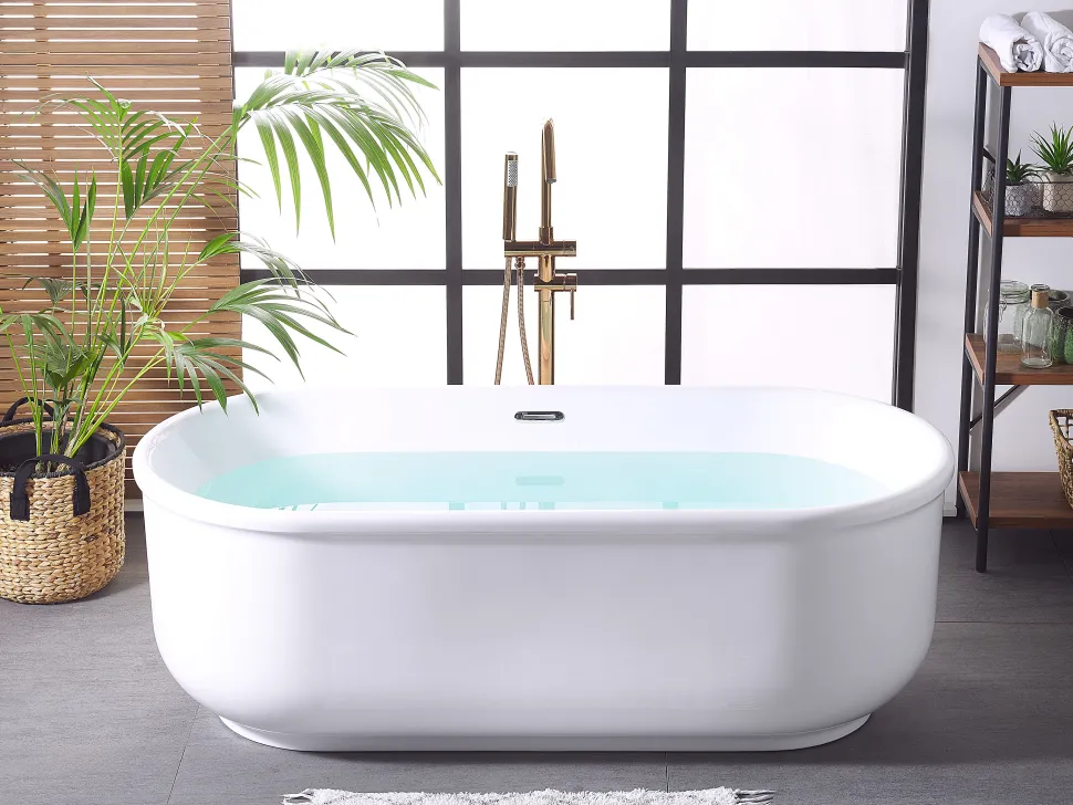 Beliani Kylpyamme Vapaasti Seisova Valkoinen 170 X 80 Cm Pinel Hot