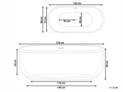 Beliani Kylpyamme Vapaasti Seisova Valkoinen 170 X 80 Cm Pinel Hot