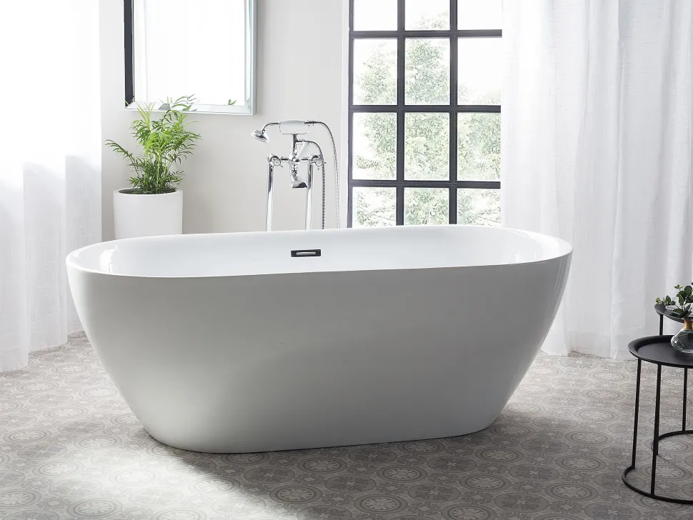 Beliani Kylpyamme Vapaasti Seisova Valkoinen 180 X 80 Cm Carrera New