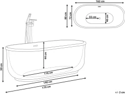Beliani Kylpyamme Vapaasti Seisova Hopea 170 X 80 Cm Pinel New