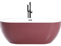 Beliani Kylpyamme Vapaasti Seisova Viininpunainen 170 X 80 Cm Carrera Outlet