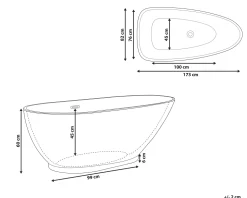 Beliani Kylpyamme Vapaasti Seisova Musta/Valkoinen 173 X 82 Cm Guiana Cheap