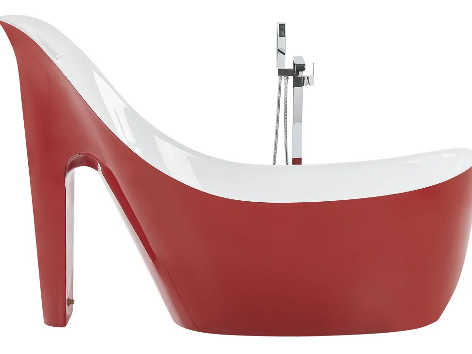 Beliani Kylpyamme Vapaasti Seisova Punainen 180 X 78 Cm Coco Discount