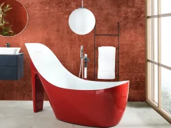 Beliani Kylpyamme Vapaasti Seisova Punainen 180 X 78 Cm Coco Discount