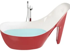 Beliani Kylpyamme Vapaasti Seisova Punainen 180 X 78 Cm Coco Discount