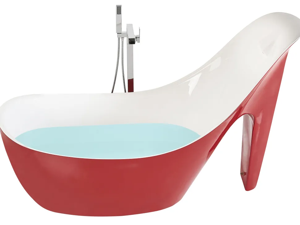 Beliani Kylpyamme Vapaasti Seisova Punainen 180 X 78 Cm Coco Discount