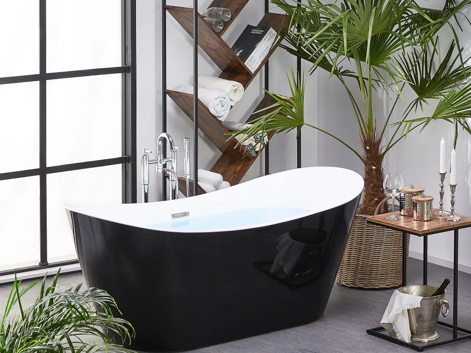 Beliani Kylpyamme Vapaasti Seisova Musta 180 X 78 Cm Antigua Outlet