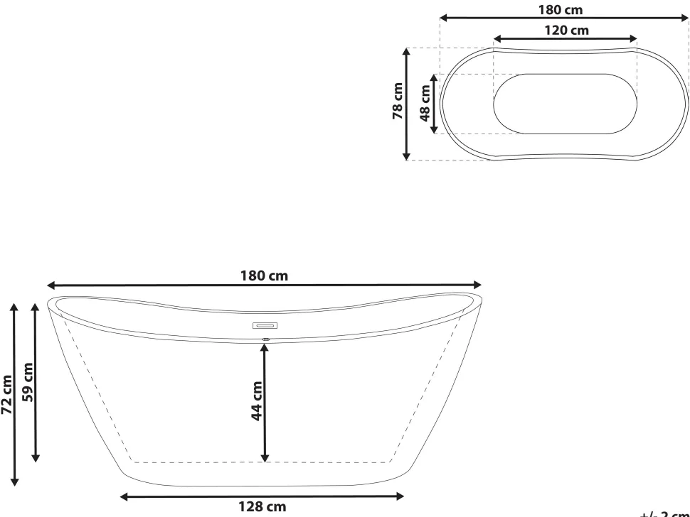 Beliani Kylpyamme Vapaasti Seisova Musta 180 X 78 Cm Antigua Outlet