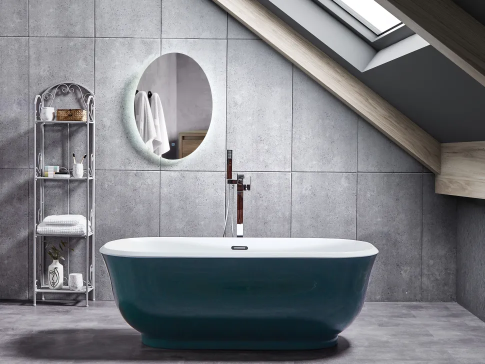 Beliani Kylpyamme Vapaasti Seisova Sinivihrea 170 X 77 Cm Tesoro Discount