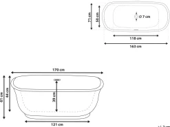 Beliani Kylpyamme Vapaasti Seisova Sinivihrea 170 X 77 Cm Tesoro Discount
