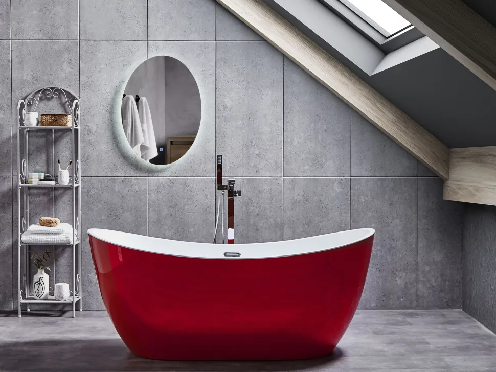 Beliani Kylpyamme Vapaasti Seisova Punainen 150 X 75 Cm Antigua Shop