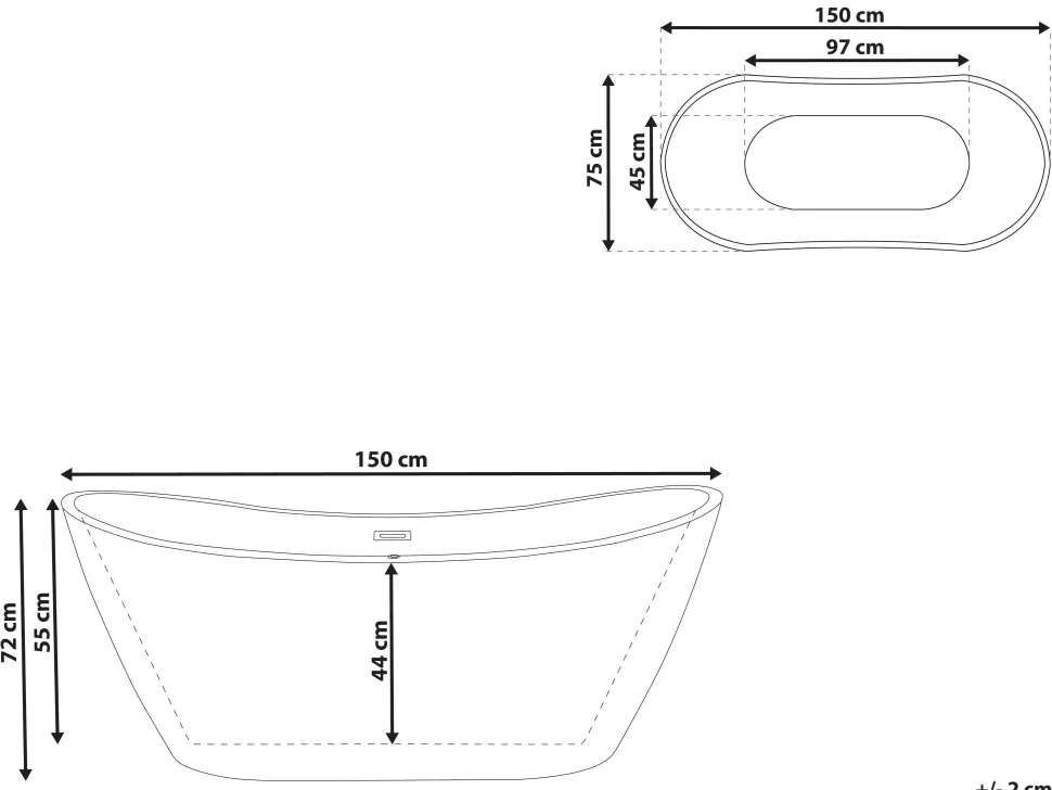 Beliani Kylpyamme Vapaasti Seisova Punainen 150 X 75 Cm Antigua Shop