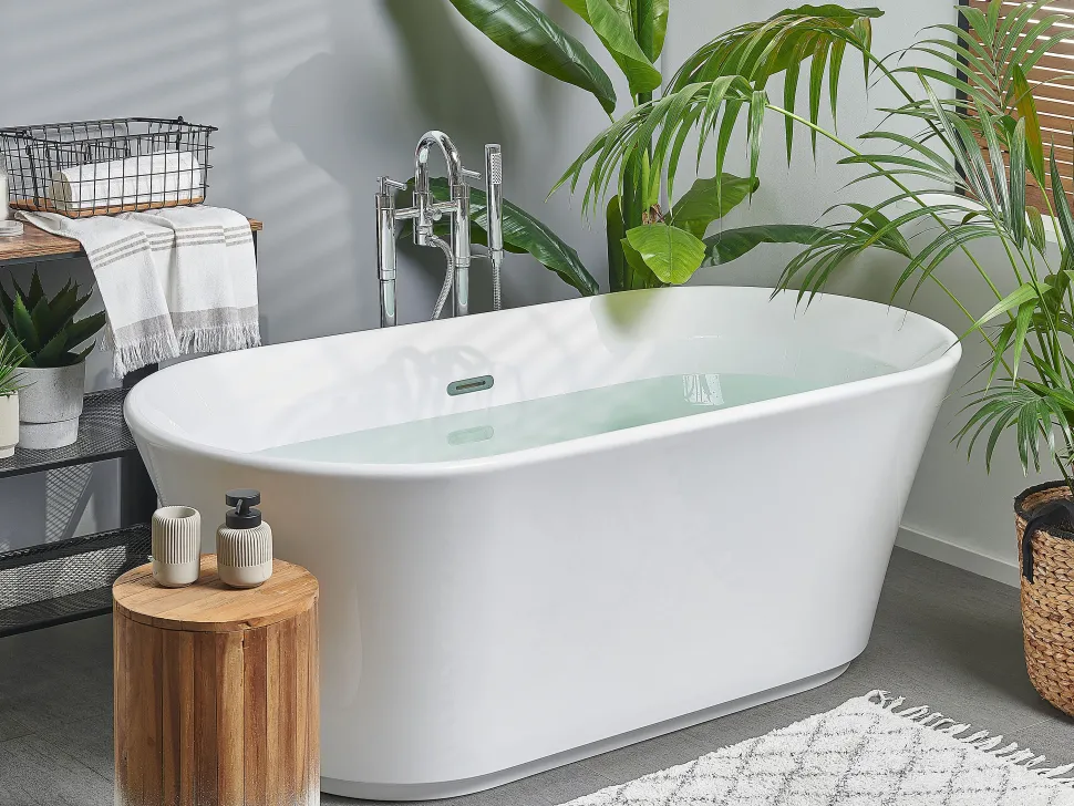 Beliani Kylpyamme Vapaasti Seisova Valkoinen 170 X 80 Cm Ovalle Best