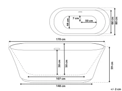 Beliani Kylpyamme Vapaasti Seisova Valkoinen 170 X 80 Cm Ovalle Best