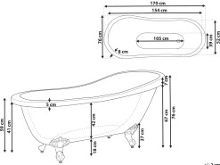 Beliani Kylpyamme Vapaasti Seisova Valkoinen 170 X 76 Cm Cayman Online