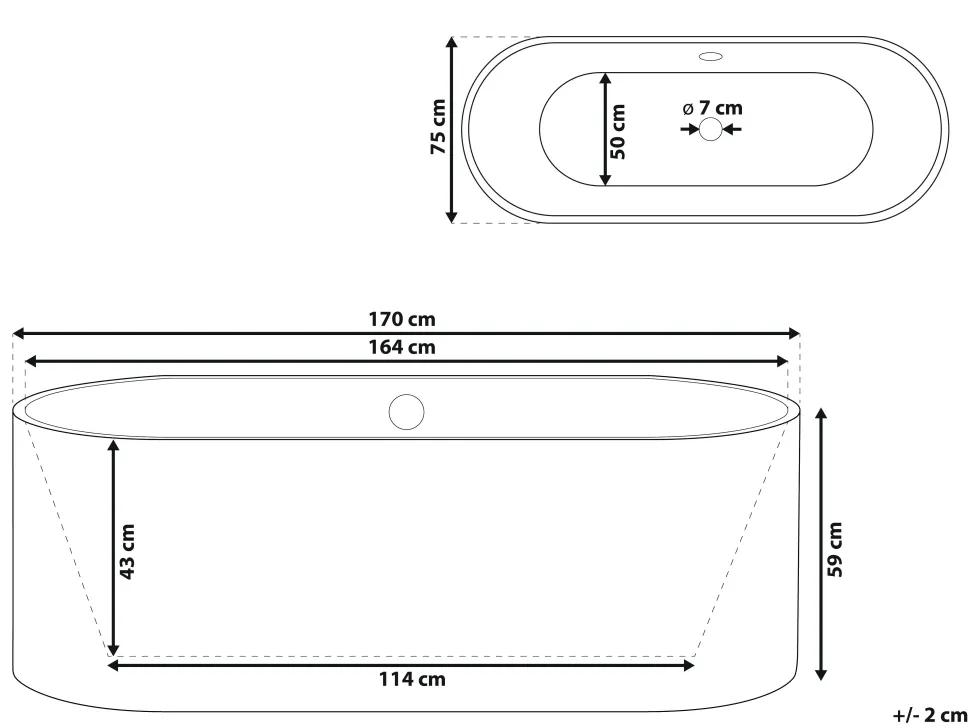 Beliani Kylpyamme Vapaasti Seisova Valkoinen 170 X 75 Cm Catalina Clearance