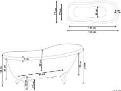 Beliani Kylpyamme Vapaasti Seisova Punainen 153 X 77 Cm Cayman Best