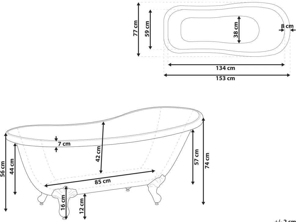Beliani Kylpyamme Vapaasti Seisova Punainen 153 X 77 Cm Cayman Best