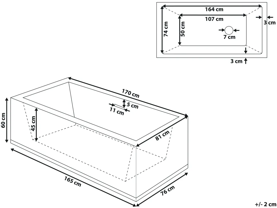 Beliani Kylpyamme Vapaasti Seisova Valkoinen 170 X 81 Cm Rios Outlet