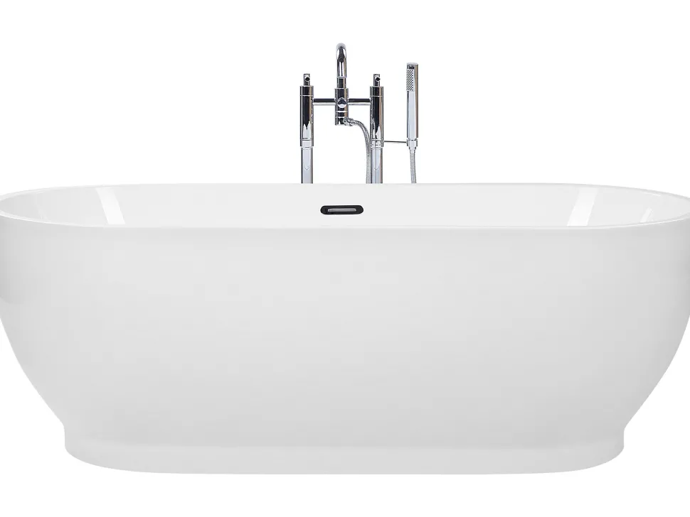 Beliani Kylpyamme Vapaasti Seisova Valkoinen 170 X 78 Cm Levera Cheap